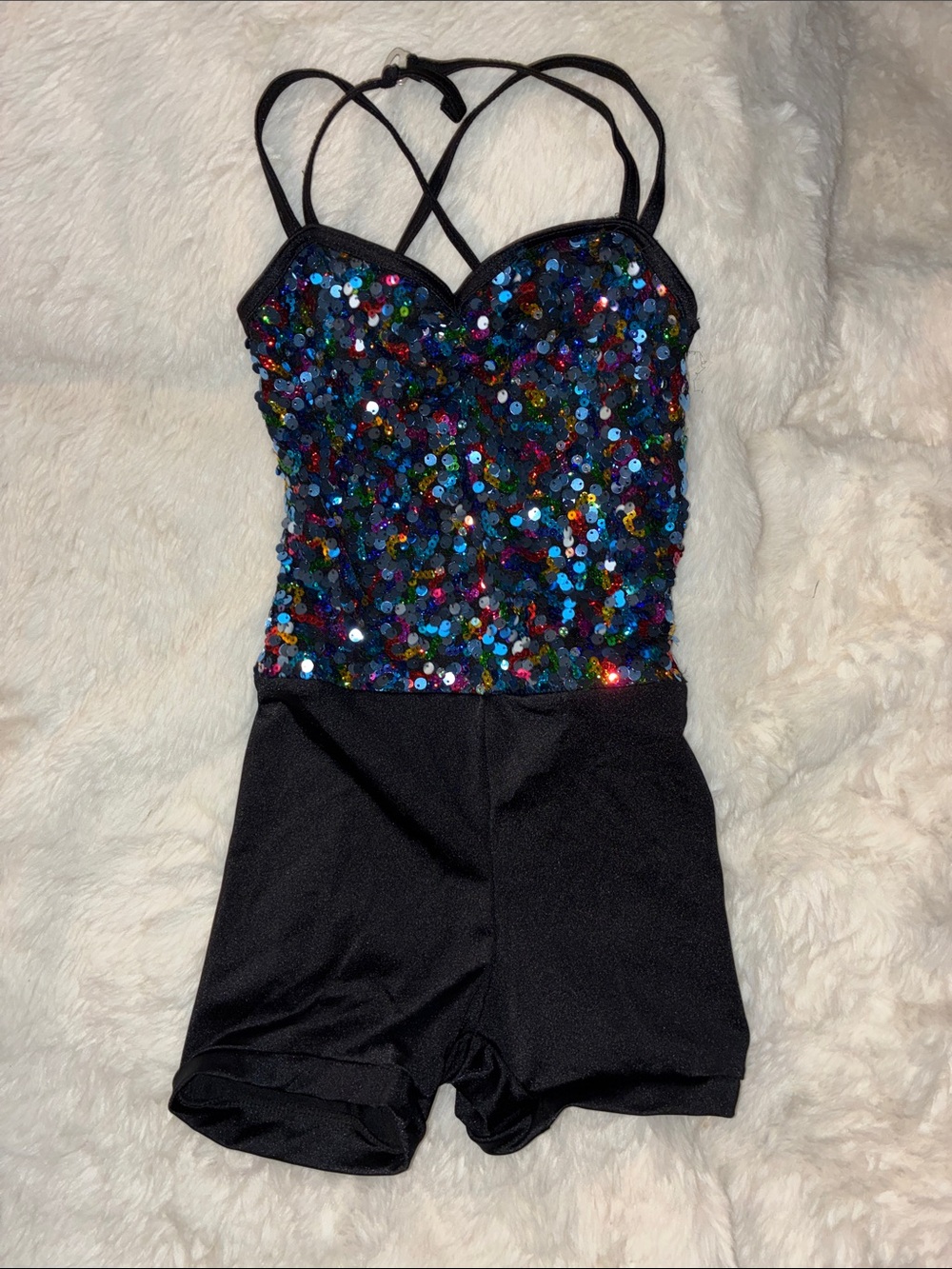 Weissman Black Dance Costume with Multicolor Sequins